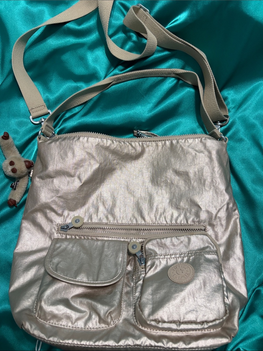 Kipling Metallic Silver Crossbody Shoulder Bag - Women